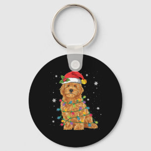 Goldendoodle Weihnachten Santa Hut Lichterkette Pa Schlüsselanhänger