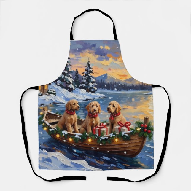 Goldendoodle Weihnachtsboot Urlaub Schürze (Vorderseite)