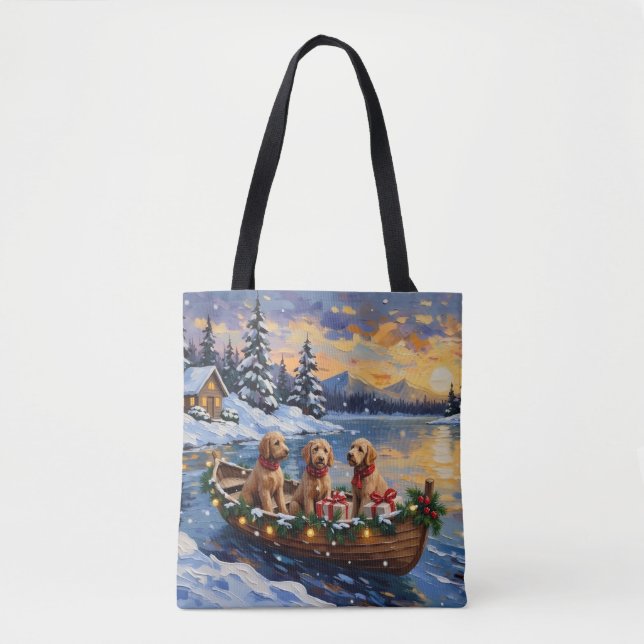 Goldendoodle Weihnachtsboot Urlaub Tasche (Vorderseite)