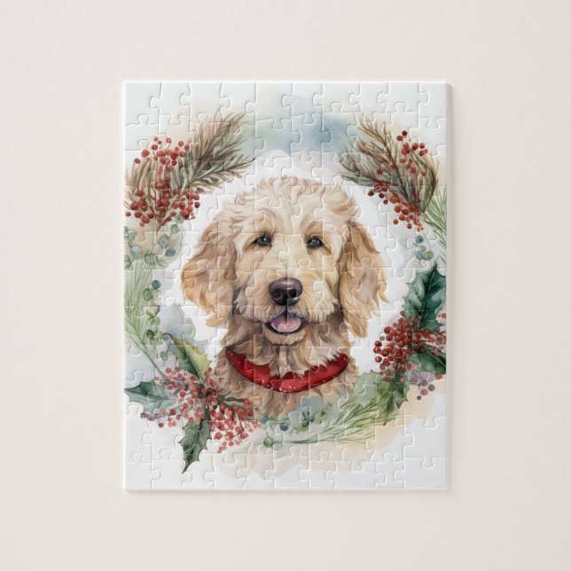 Goldendoodle Weihnachtsfeier Festliche Jungfrau (Vertikal)