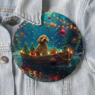 Goldendoodle Weihnachtsfestliche Reise Button