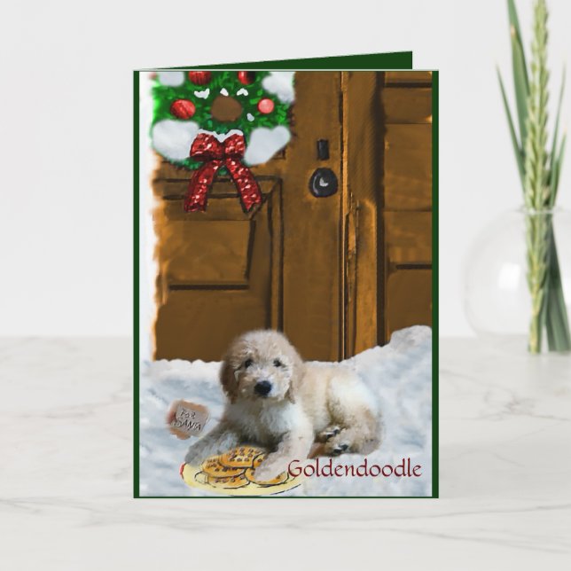 Goldendoodle Weihnachtsgeschenke Feiertagskarte (Vorderseite)