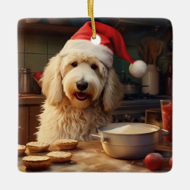 Goldendoodle Weihnachtskekse Urlaub Keramikornament (Vorderseite)