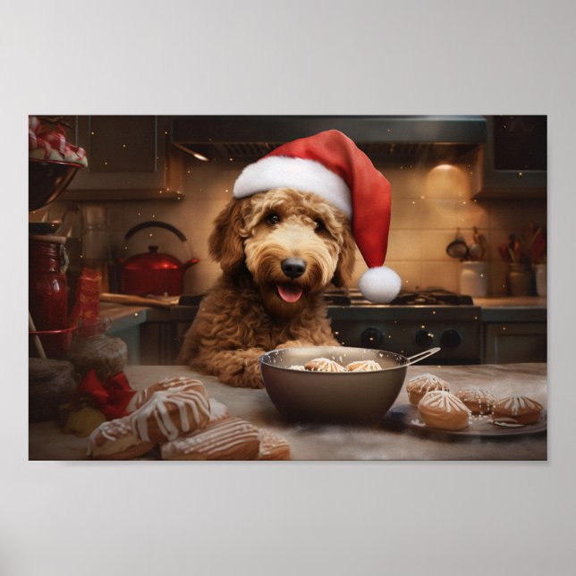 Goldendoodle Weihnachtskost Feiertag Poster (Vorne)