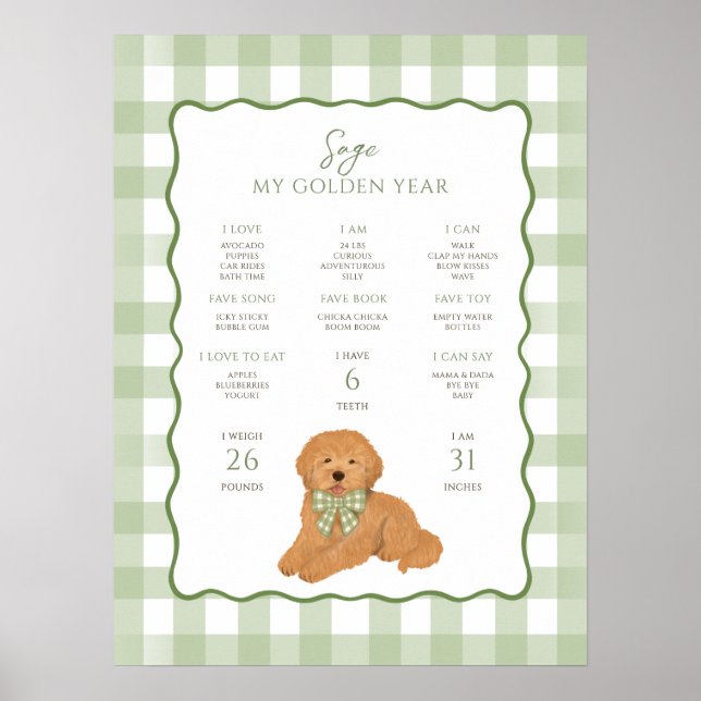 Goldendoodle-Welpe 1. Geburtstags-Meilenstein  Poster (Vorne)