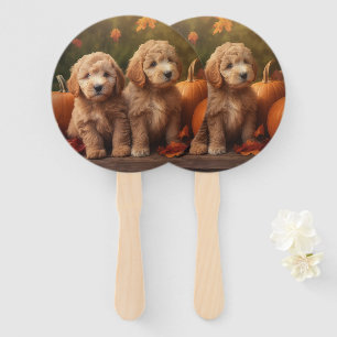 Goldendoodle Welpe Herbst Kürbis Fächer