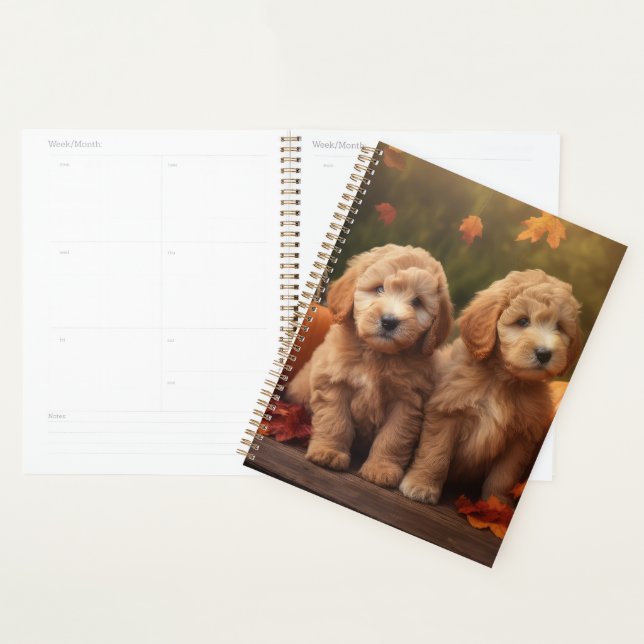Goldendoodle Welpe Herbst Kürbis Planer (Anzeige)