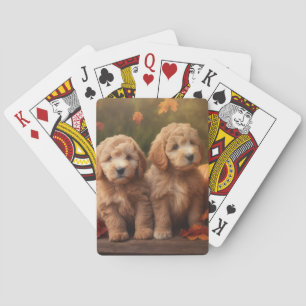 Goldendoodle Welpe Herbst Kürbis Spielkarten