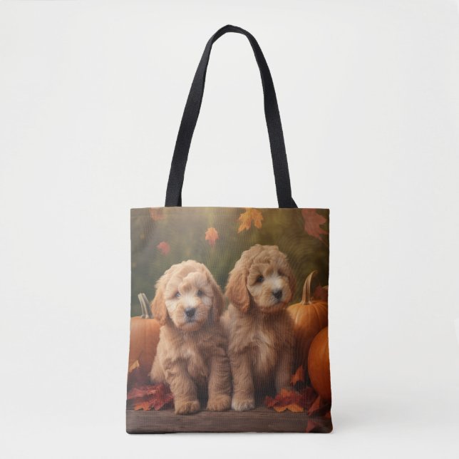 Goldendoodle Welpe Herbst Kürbis Tasche (Vorderseite)