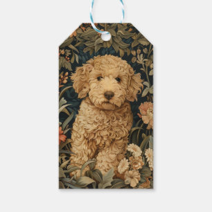 Goldendoodle-Welpe im William-Morris-Stil-Garten Geschenkanhänger