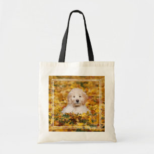 Goldendoodle Welpe in Herbstlauben Tragetasche