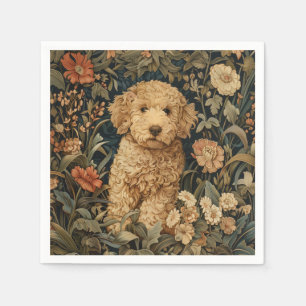 Goldendoodle Welpe in William Morris Style Garden Serviette