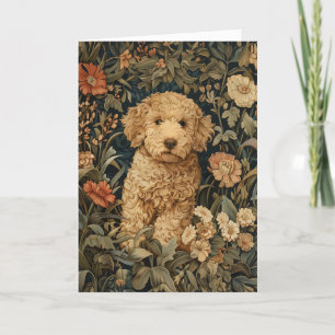 Goldendoodle-Welpe Vintage-Blumengarten Dankeskarte