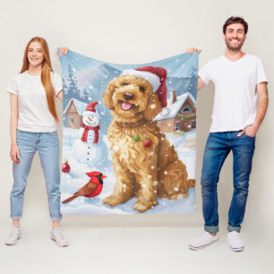 Goldendoodle Winter Wonderland Weihnachtsfreude Fleecedecke