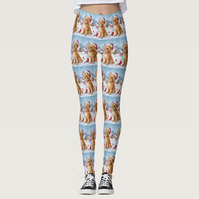 Goldendoodle Winter Wunderland Weihnachtsfreuden Leggings (Vorderseite)