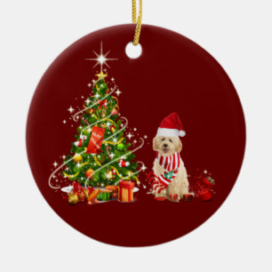 goldendoodod mit Hutschuh Weihnachten Keramik Ornament