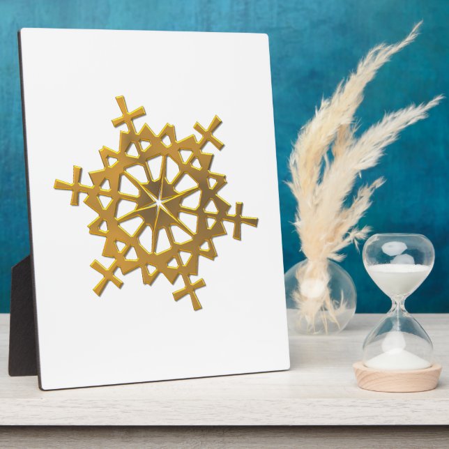 Goldene 3-D-Schneeflocke Fotoplatte (Seite)