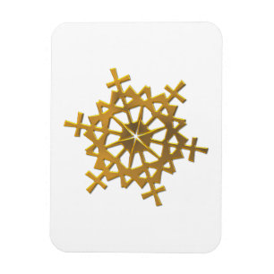 Goldene 3-D-Schneeflocke Magnet