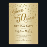 Goldene 50. Geburtstagsparty Einladung<br><div class="desc">50. Geburtstagsparty Einladung Elegantes Design mit Imitaten Glitzer Gold und Goldfolie Effekt. Feiert bis 50 Jahre!</div>