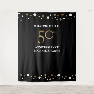 Goldene 50. HOCHZEIT-Jubiläums-Fotokulisse Wandteppich