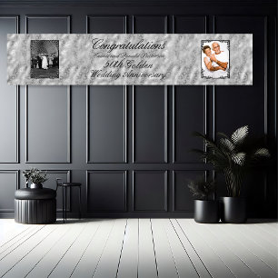 Goldene 50. Hochzeitsjubiläum Zwei Foto Banner