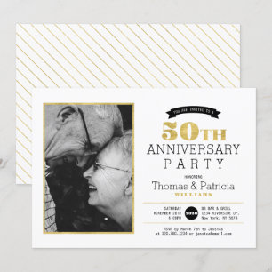 Goldene 50. Hochzeitstag-Foto-Einladung Einladung