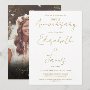 Goldene 50. Hochzeitstag Foto-Hochzeit Einladung