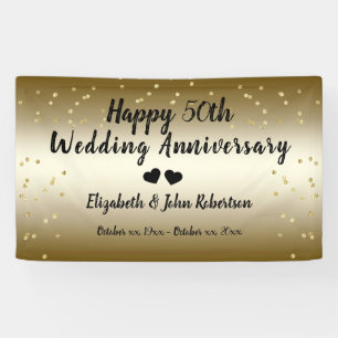 Goldene 50. Hochzeitstag-Konfetti Elegant Banner