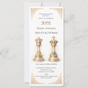 Goldene 50. Hochzeitstag Königin König Einladung