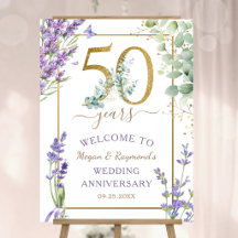 Goldene 50. Hochzeitstag Lavendel Willkommen