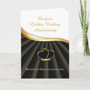 Goldene 50. Hochzeitstag religiöse Jubiläumsherz Karte