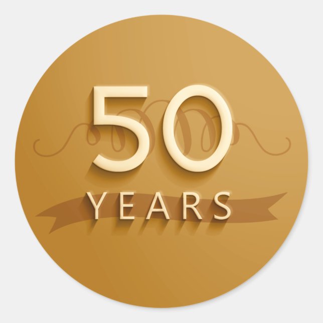 Goldene 50 Jahre Aufkleber- Runder Aufkleber (Vorderseite)