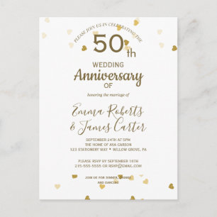 Goldene 50. Jubiläumspostkarte Einladungspostkarte