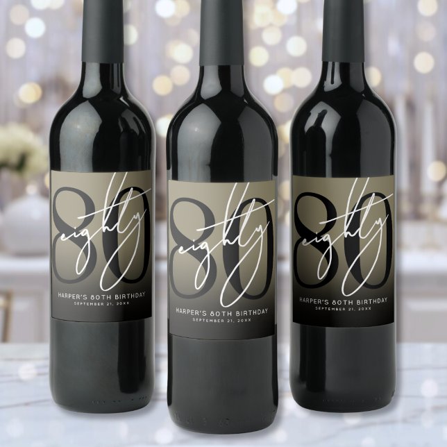 Goldene 80. Geburtstagsfeier Weinetikett (Gold 80th Birthday Party Wine Label)