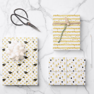 Goldene Abschlussfeier 3 Geschenkpapier Set