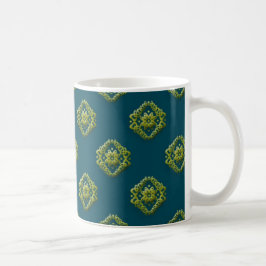 Goldene abstrakte Blumen auf preussischem Blau Kaffeetasse