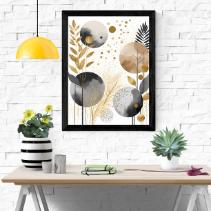 Goldene Abstrakte Kunst, Moderne Minimalistische Poster