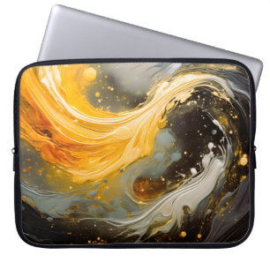 Goldene abstrakte Marmorwellen Modern Laptopschutzhülle