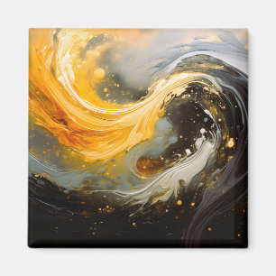 Goldene abstrakte Marmorwellen Modern Magnet