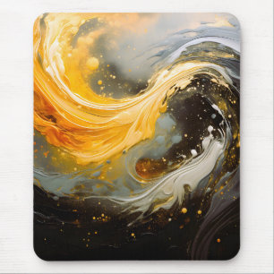 Goldene abstrakte Marmorwellen Modern Mousepad