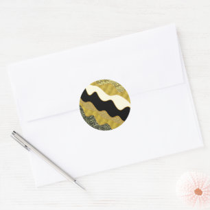 Goldene Abstrakte Welle Modern Gold Glam Trendig Runder Aufkleber