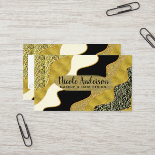 Goldene abstrakte Welle modern Gold Glam trendy Visitenkarte