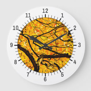 Goldene Adern des Herbstes Große Wanduhr