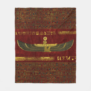 Goldene ägyptische Gott-Verzierung auf rotem Lede Fleecedecke