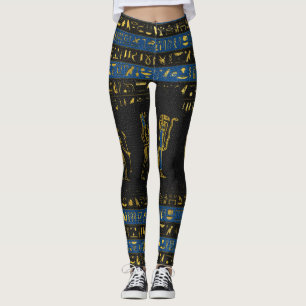 Goldene ägyptische Götter und Hieroglyphen auf Leggings