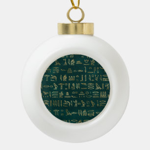 Goldene ägyptische Hieroglyphen Typografie Ägypten Keramik Kugel-Ornament