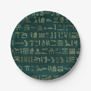 Goldene ägyptische Hieroglyphen Typografie Ägypten Pappteller