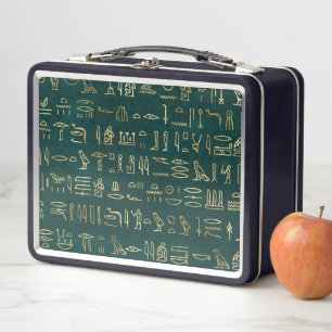 Goldene ägyptische Hieroglyphen Typographie Ägypte Metall Brotdose