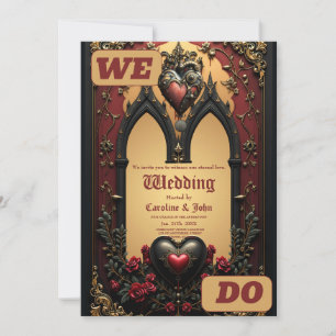 Goldene Akzente, rote Rosen und ein Herz: Einladung