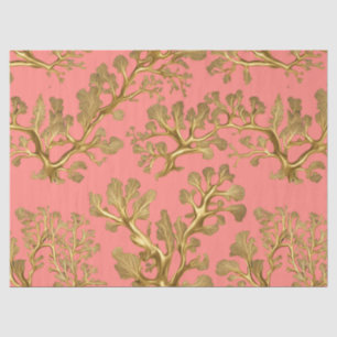 Goldene Algen auf Korallen-Tissue-Papier Seidenpapier